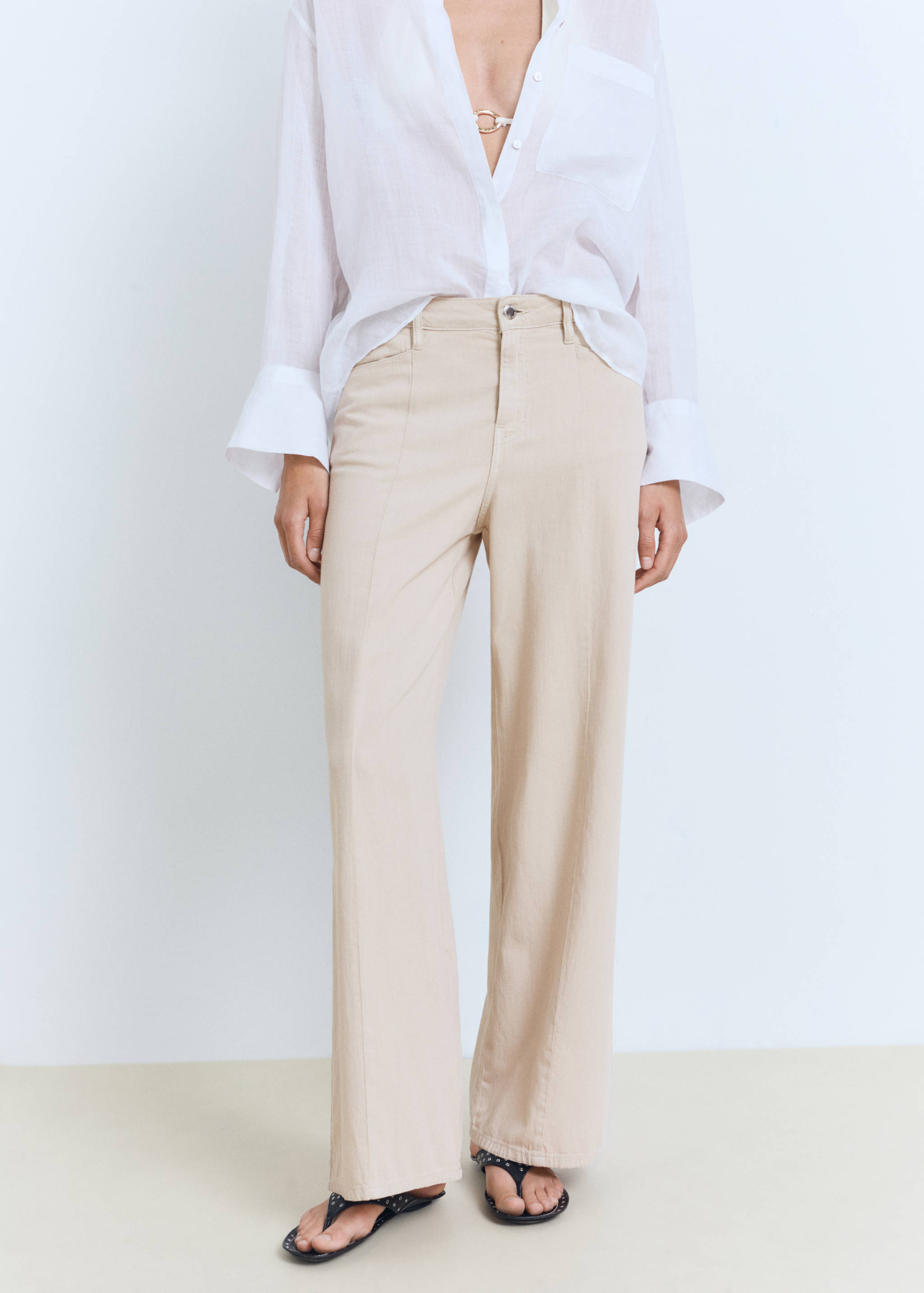 Straight-fit mid-rise denim pants - Medium plane