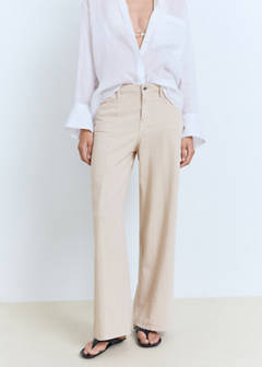 Straight-fit mid-rise denim trousers — Sand 1