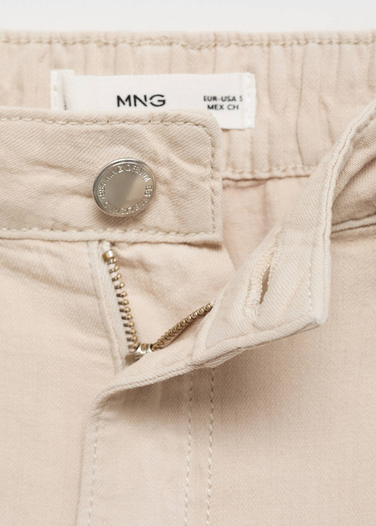 Straight-fit mid-rise denim trousers — Sand