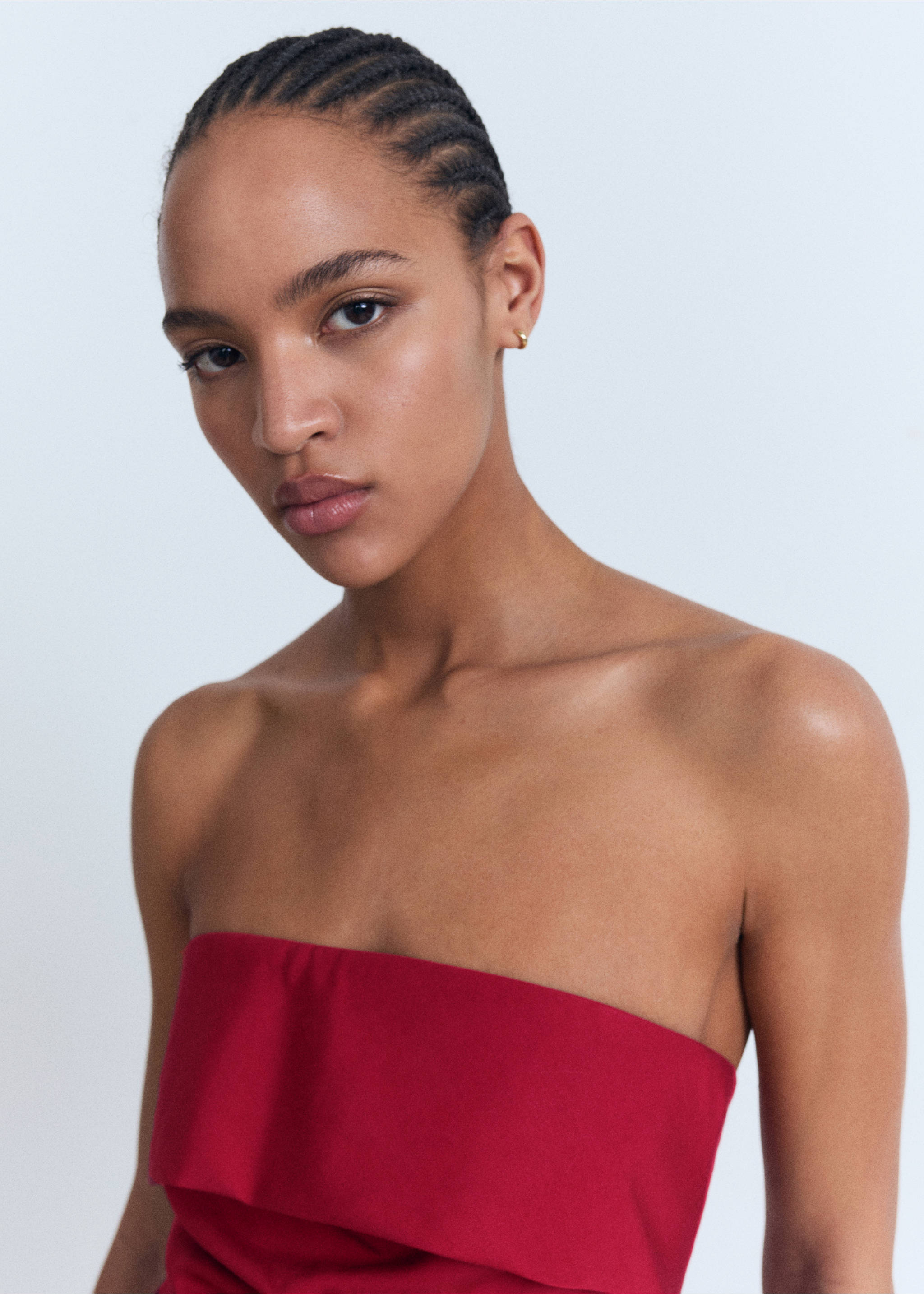 Linen-blend strapless jumpsuit - Details of the article 1, Dark Orange. Ref: 17041210-00.