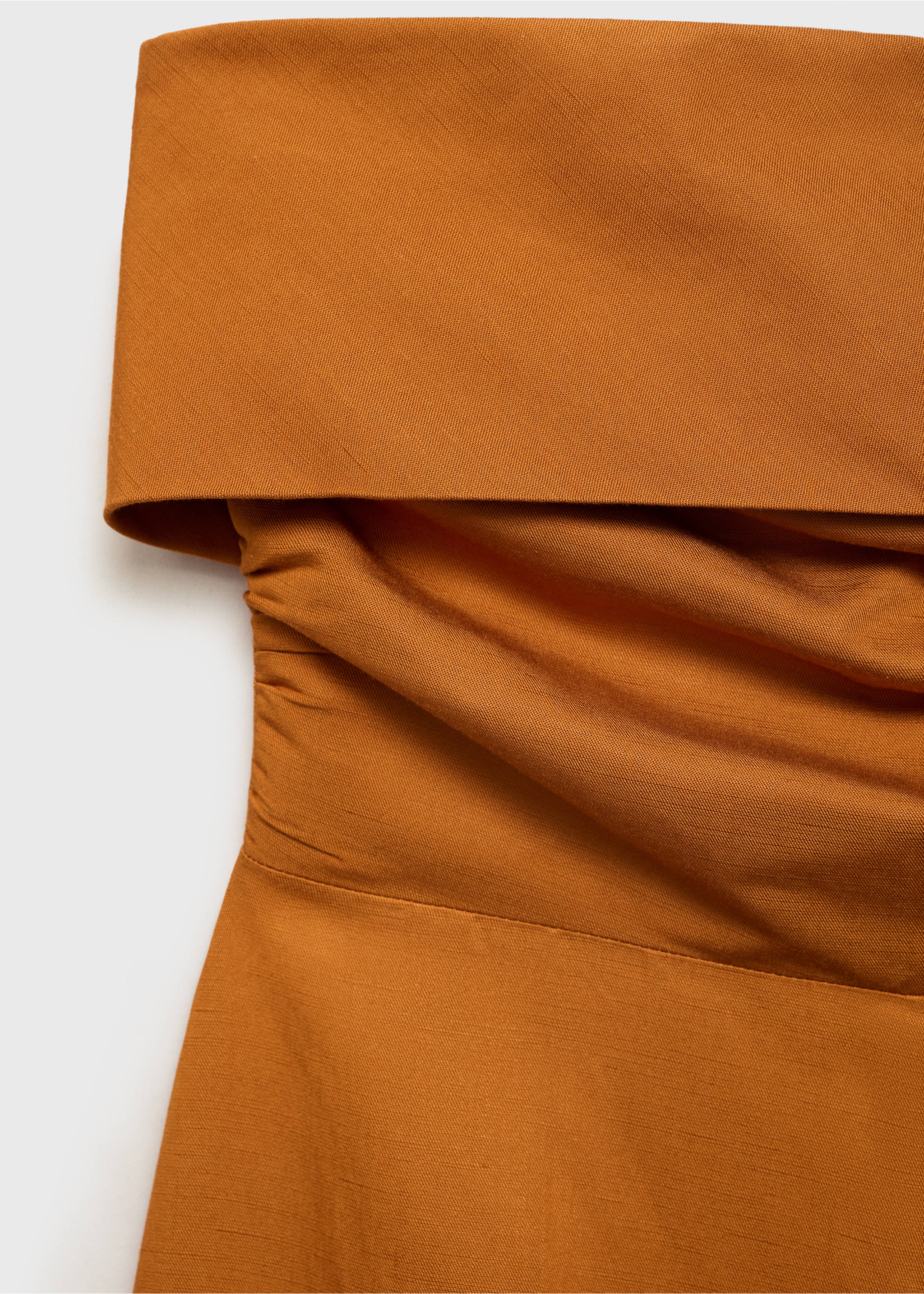 Linen-blend strapless jumpsuit - Details of the article 8, Brown. Ref: 17041210-00.