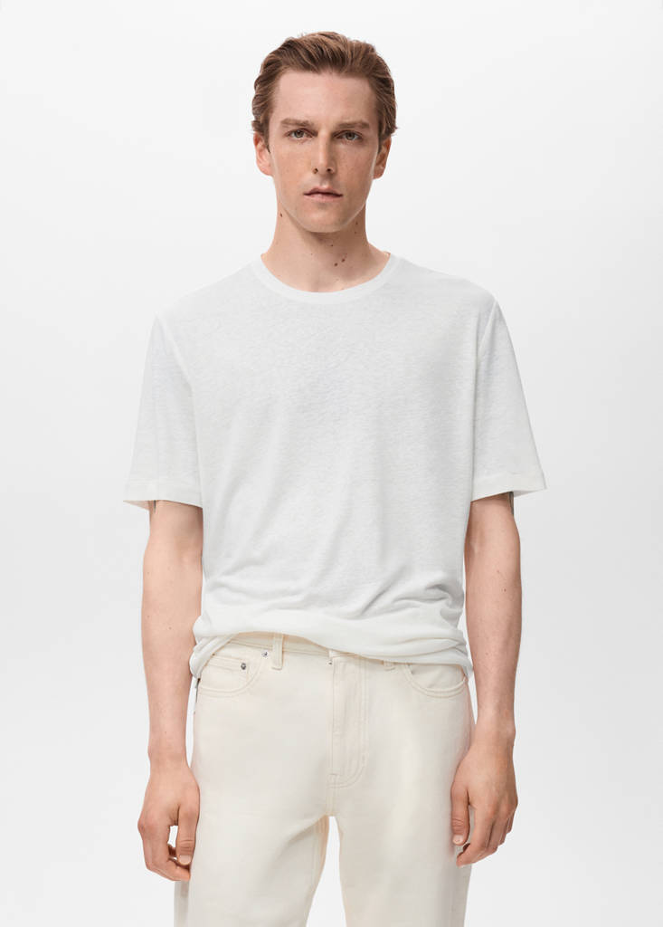 Linen slim-fit t-shirt — White