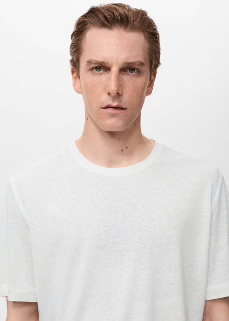 Linen slim-fit t-shirt — White