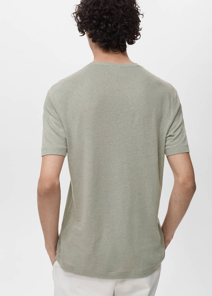 Linen slim-fit t-shirt — Mint Green