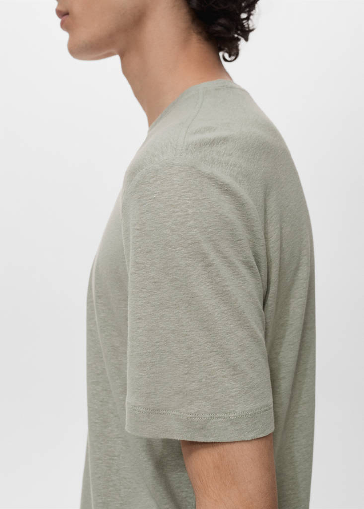 Linen slim-fit t-shirt — Mint Green