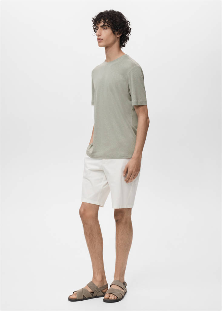 Linen slim-fit t-shirt — Mint Green