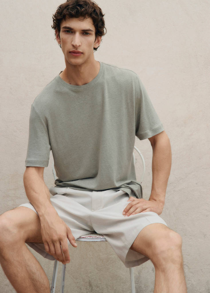 Linen slim-fit t-shirt — Mint Green