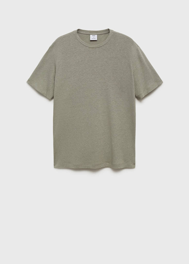 Linen slim-fit t-shirt — Mint Green