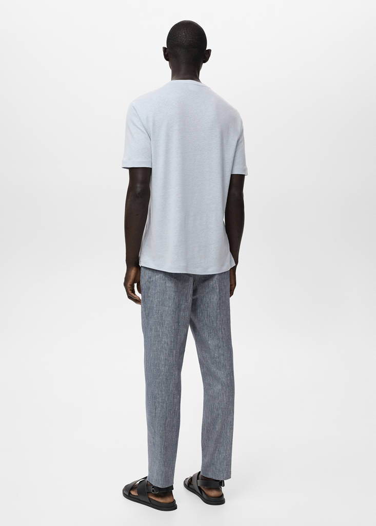 Linen slim-fit t-shirt — Aqua Green