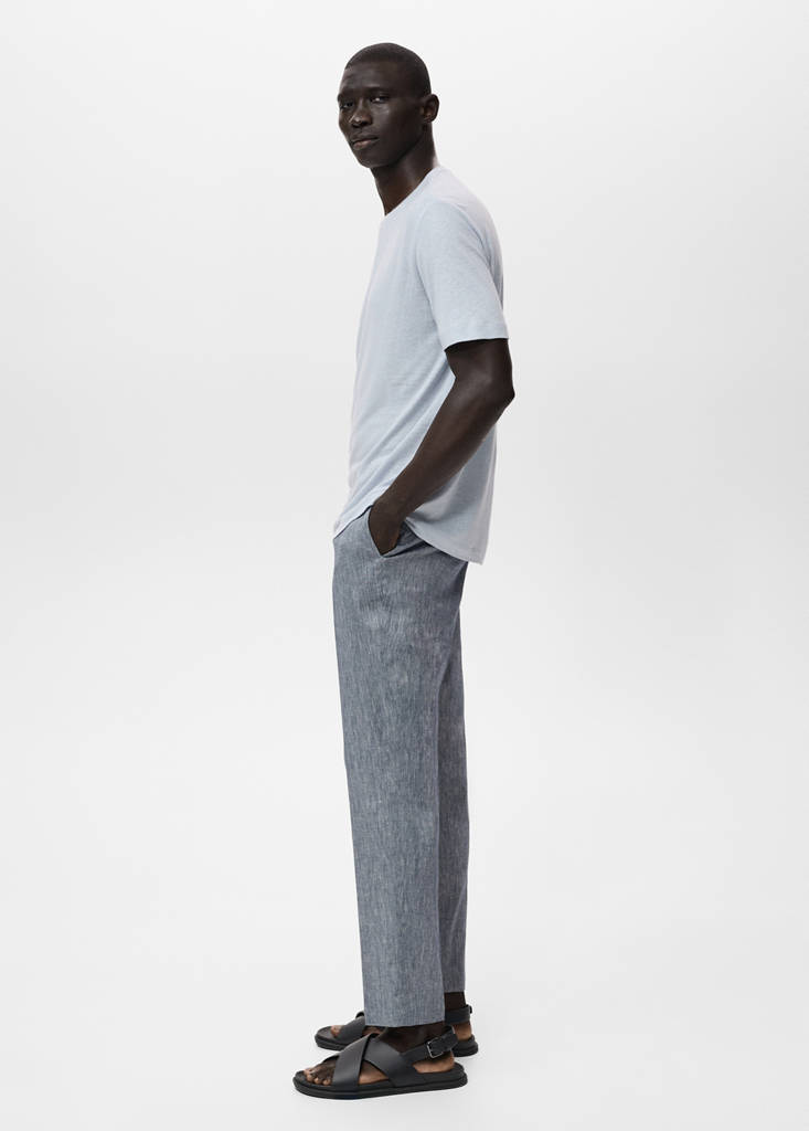 Linen slim-fit t-shirt — Aqua Green