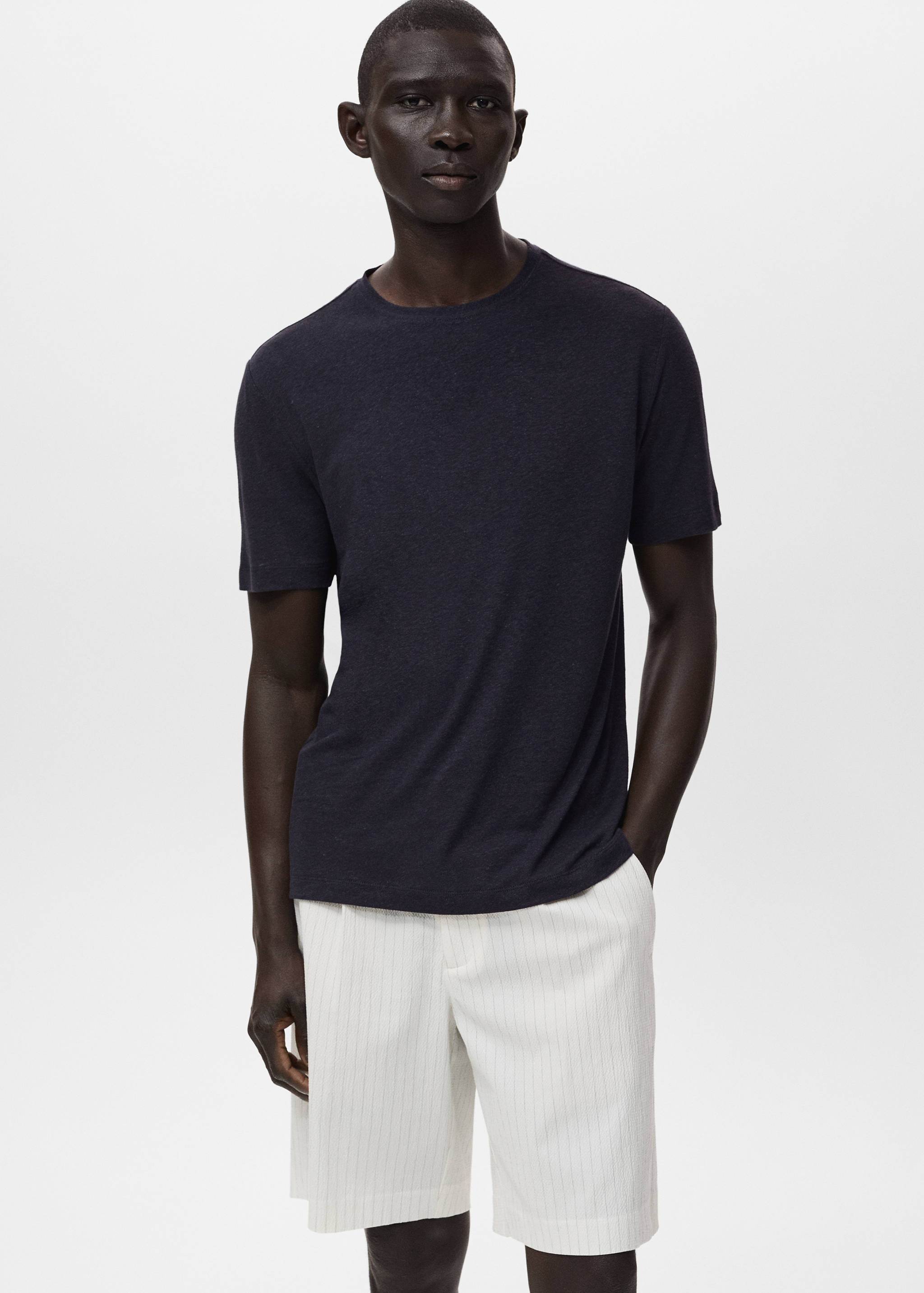 Linen slim-fit t-shirt - Medium plane