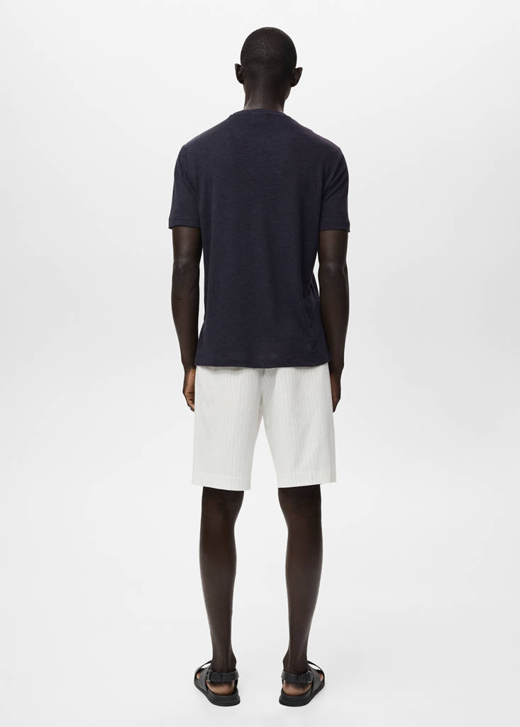 Linen slim-fit t-shirt — Navy