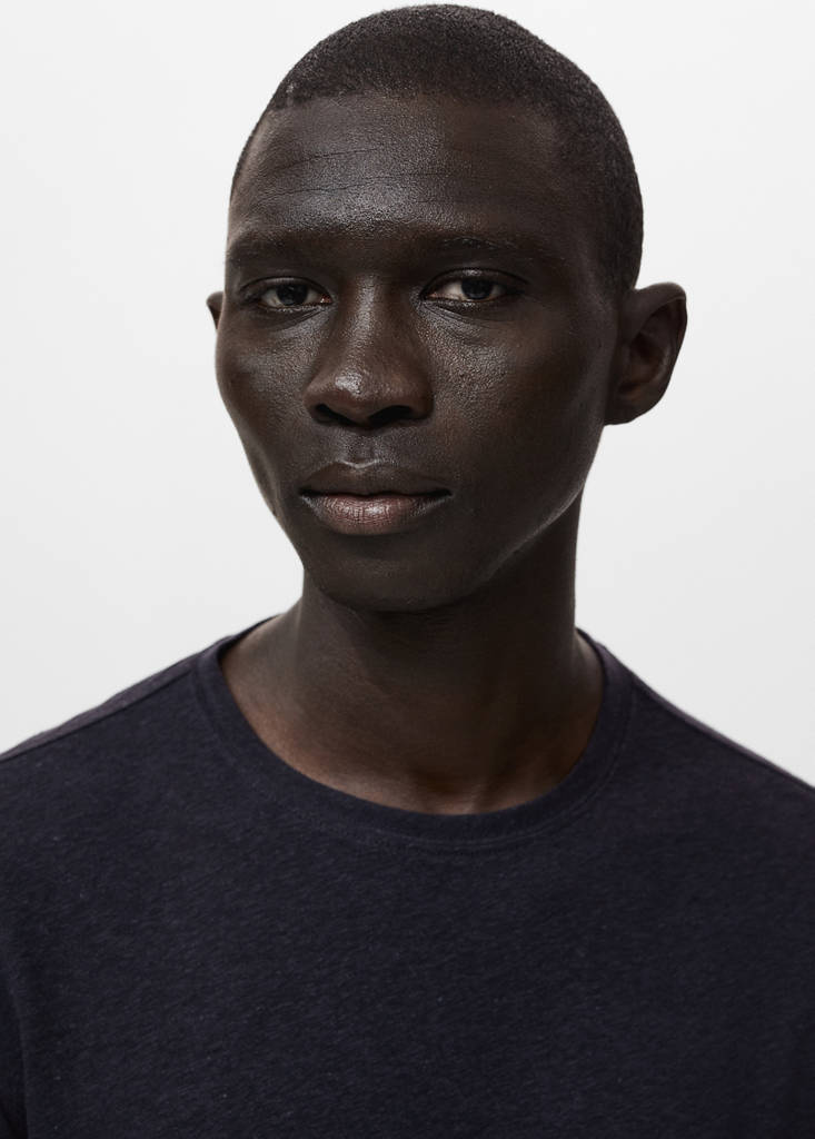 Linen slim-fit t-shirt — Navy