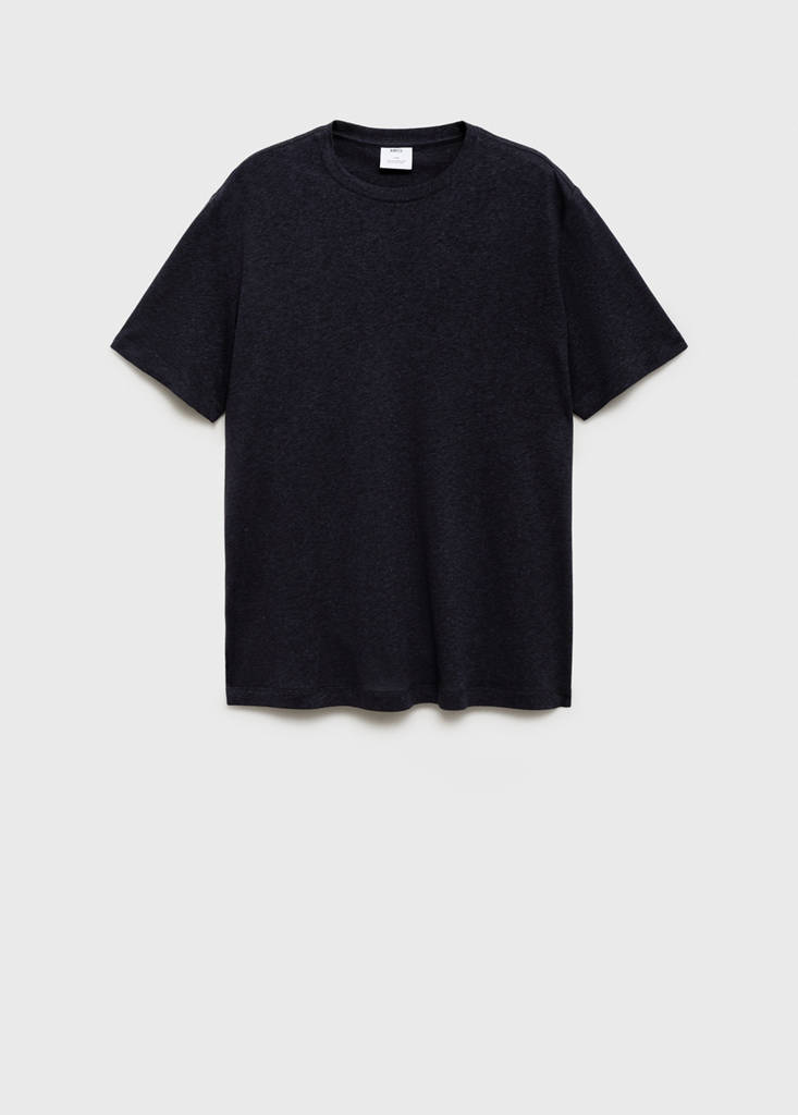 Linen slim-fit t-shirt — Navy