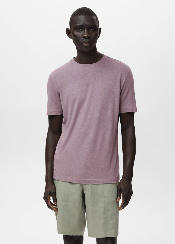 Linen slim-fit t-shirt — Lilac