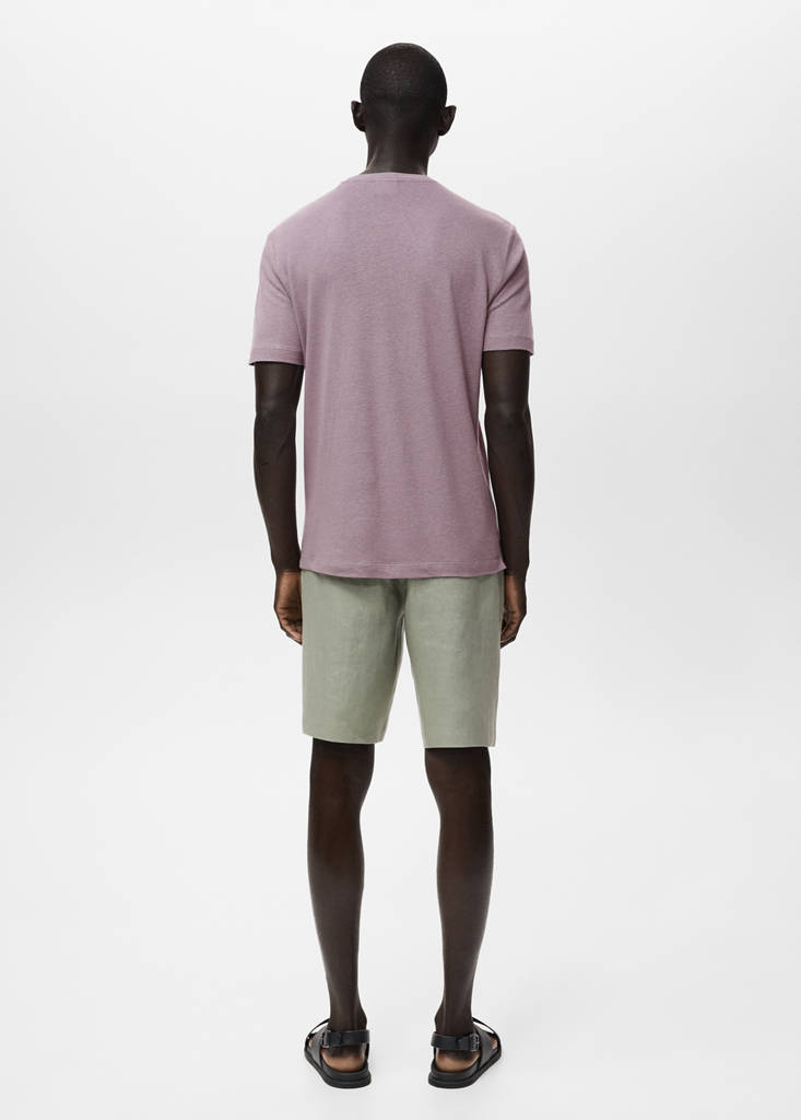 Linen slim-fit t-shirt — Lilac