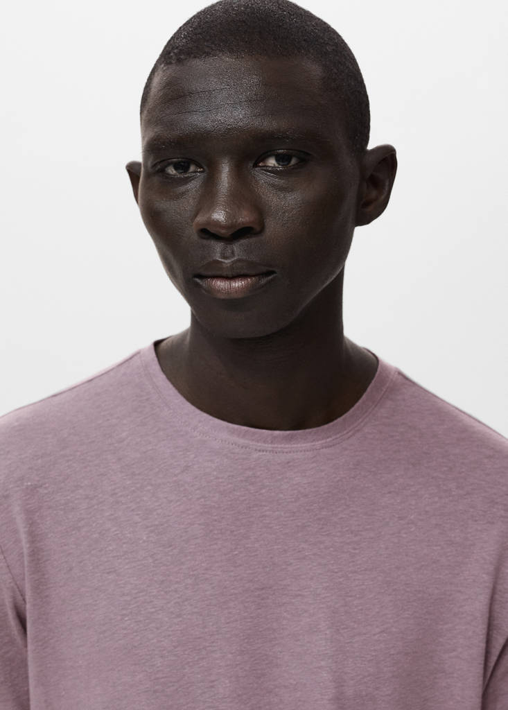 Linen slim-fit t-shirt — Lilac
