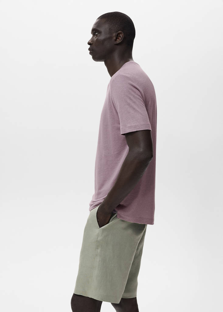 Linen slim-fit t-shirt — Lilac