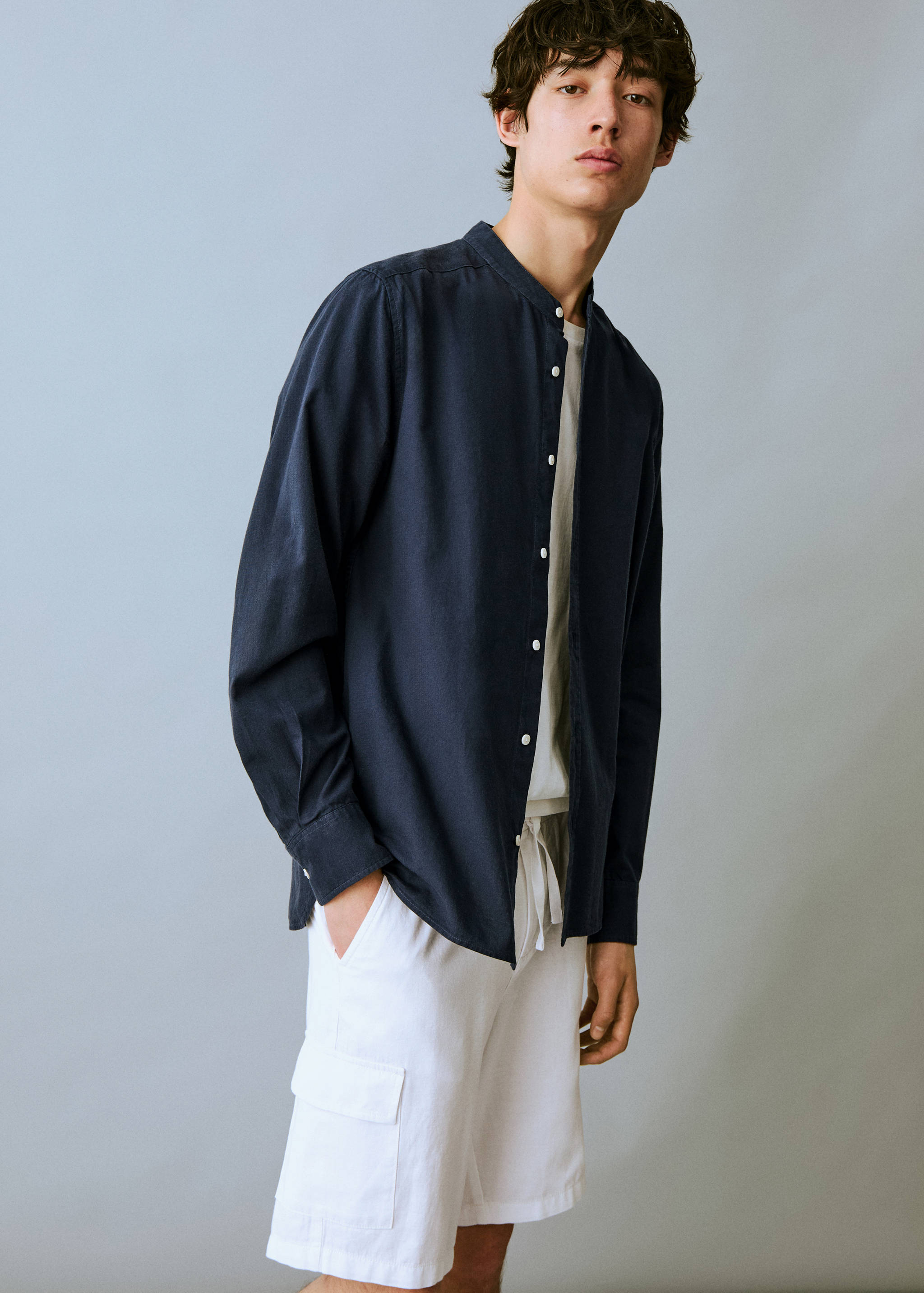 Cargo linen bermuda shorts - Medium plane