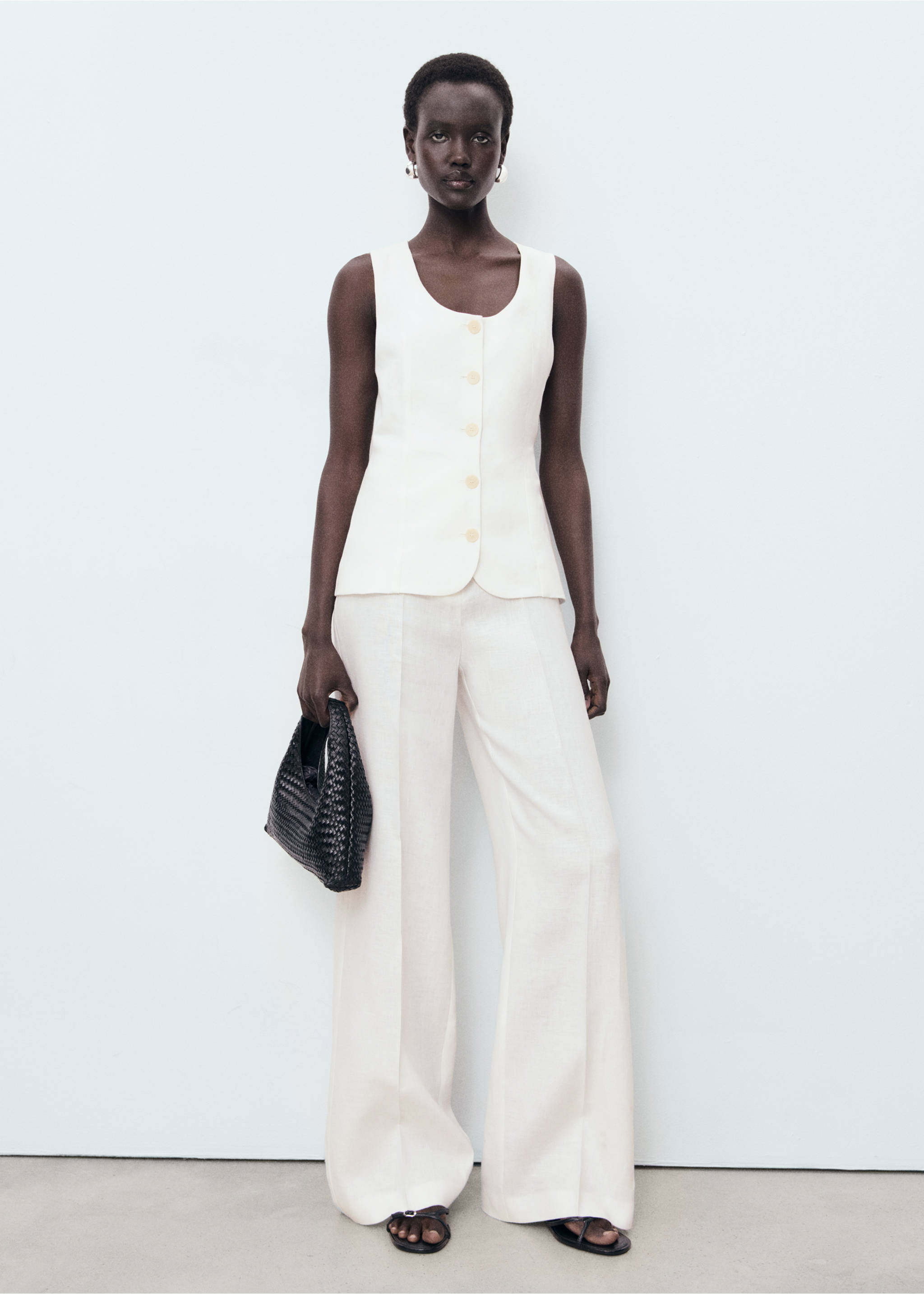Suit-style linen jumpsuit - General plane, Off White. Ref: 17041217-00.