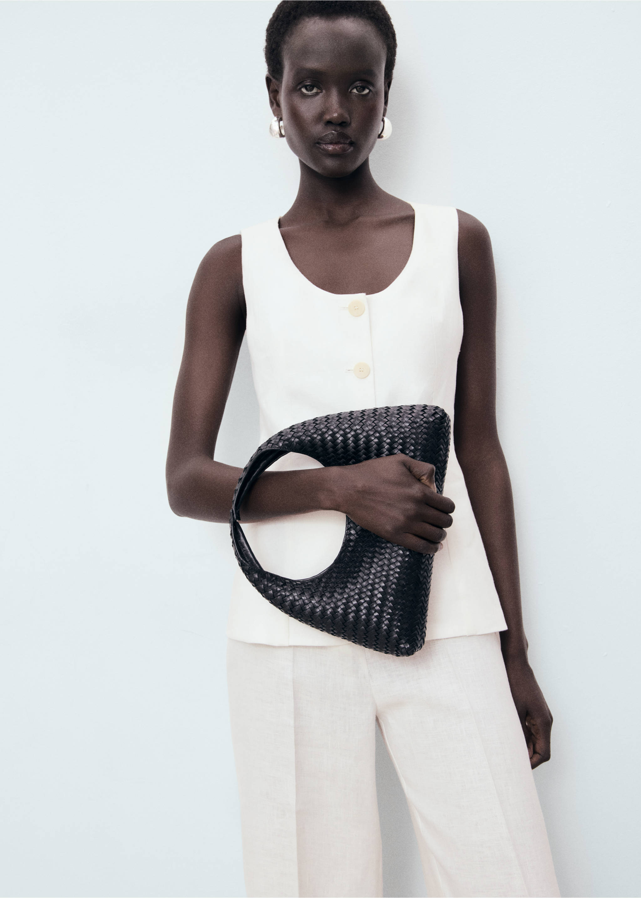 Suit-style linen jumpsuit - Medium plane, Off White. Ref: 17041217-00.