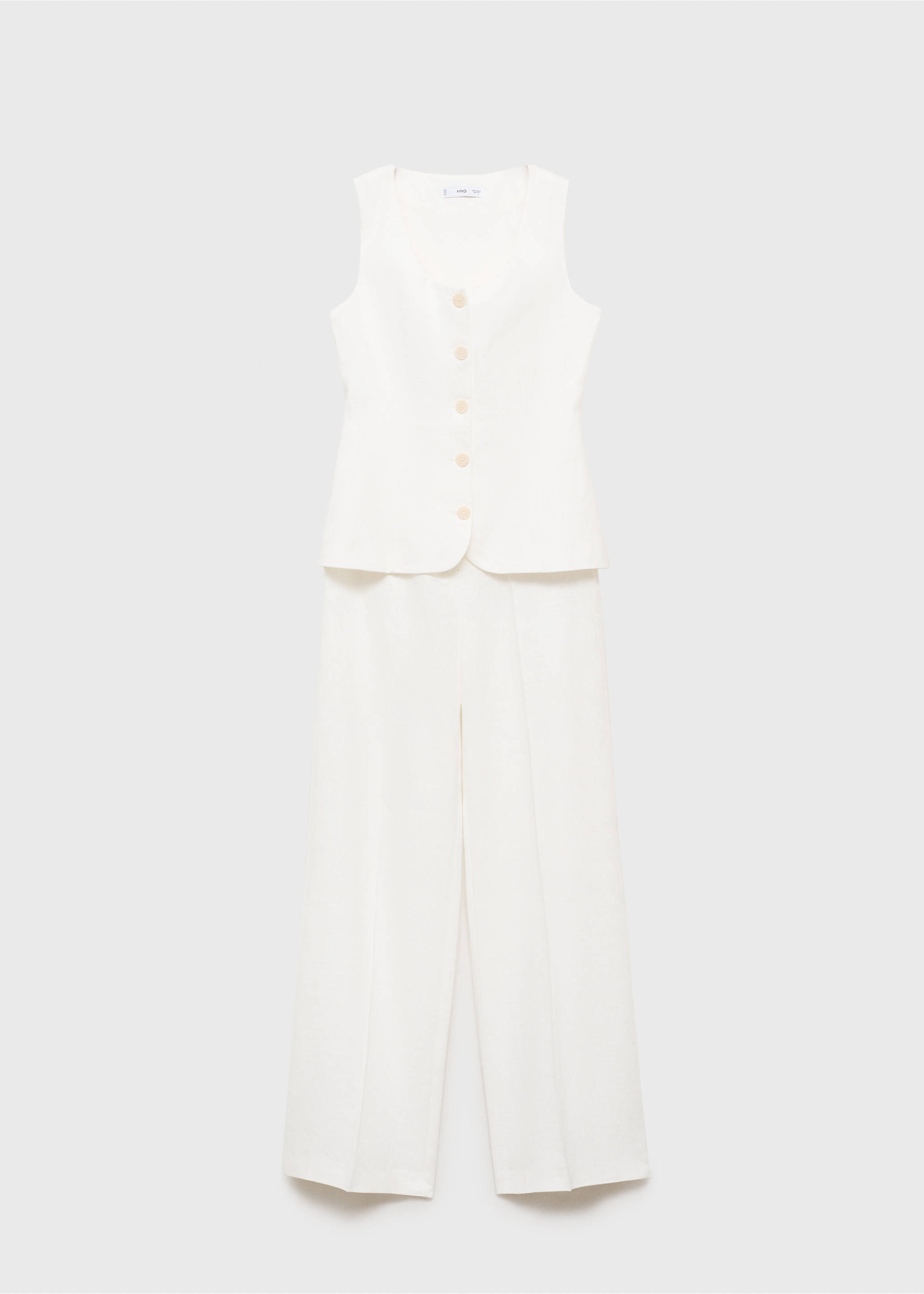 Combinaison en lin style tailleur - Article sans modèle, Blanc cassé. Ref: 17041217-00.