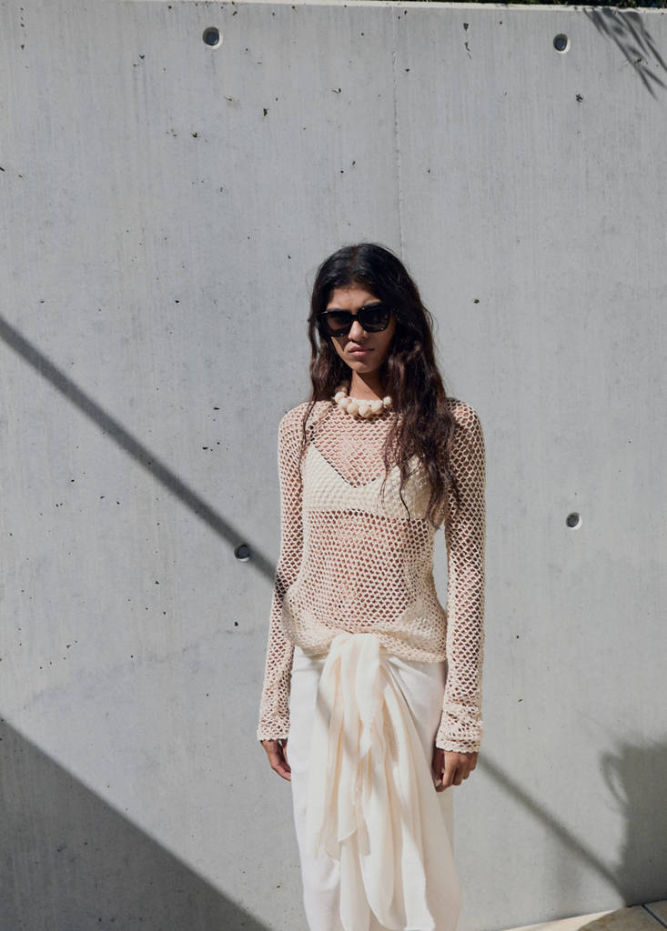 Long-sleeved crochet sweater - thumbnail 2