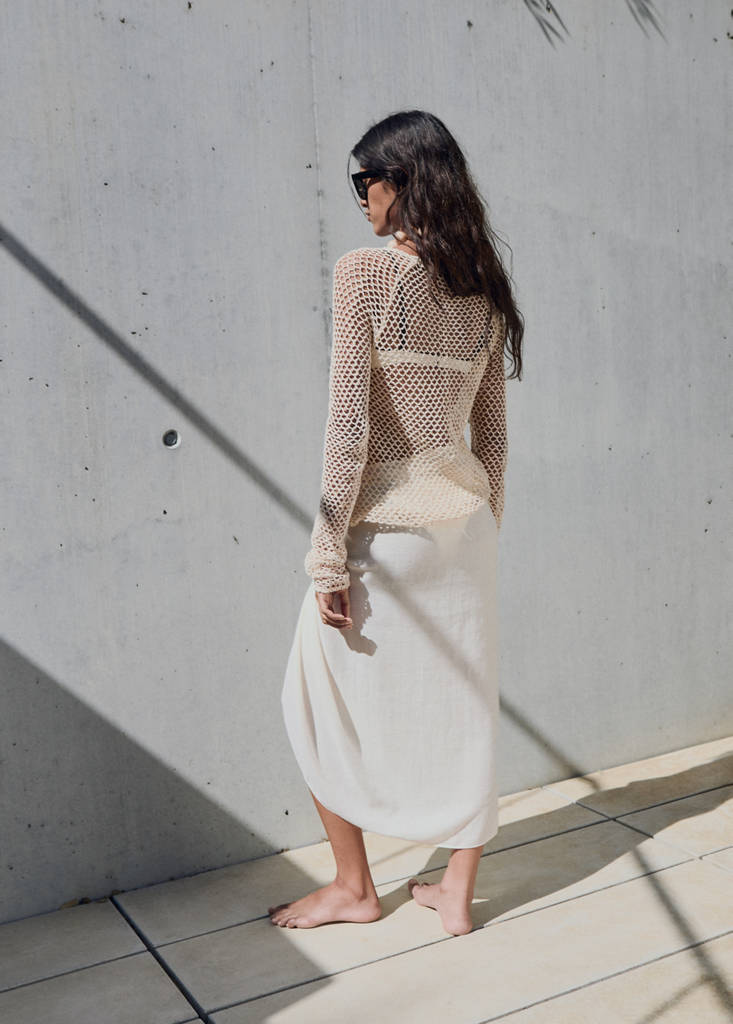 Long-sleeved crochet sweater - thumbnail 3