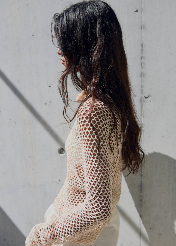 Long-sleeved crochet sweater - thumbnail 5