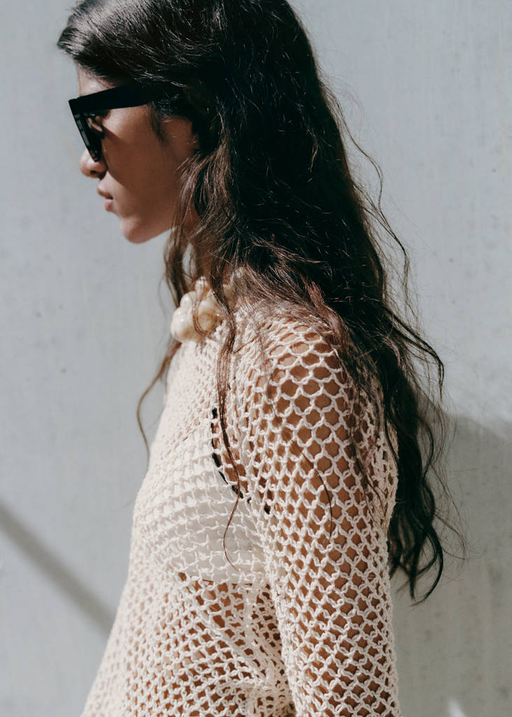 Long-sleeved crochet sweater - thumbnail 6