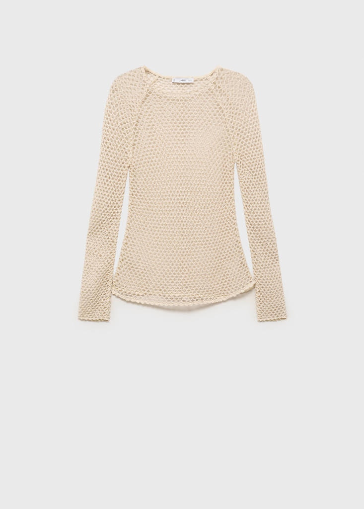 Long-sleeved crochet sweater - thumbnail 4