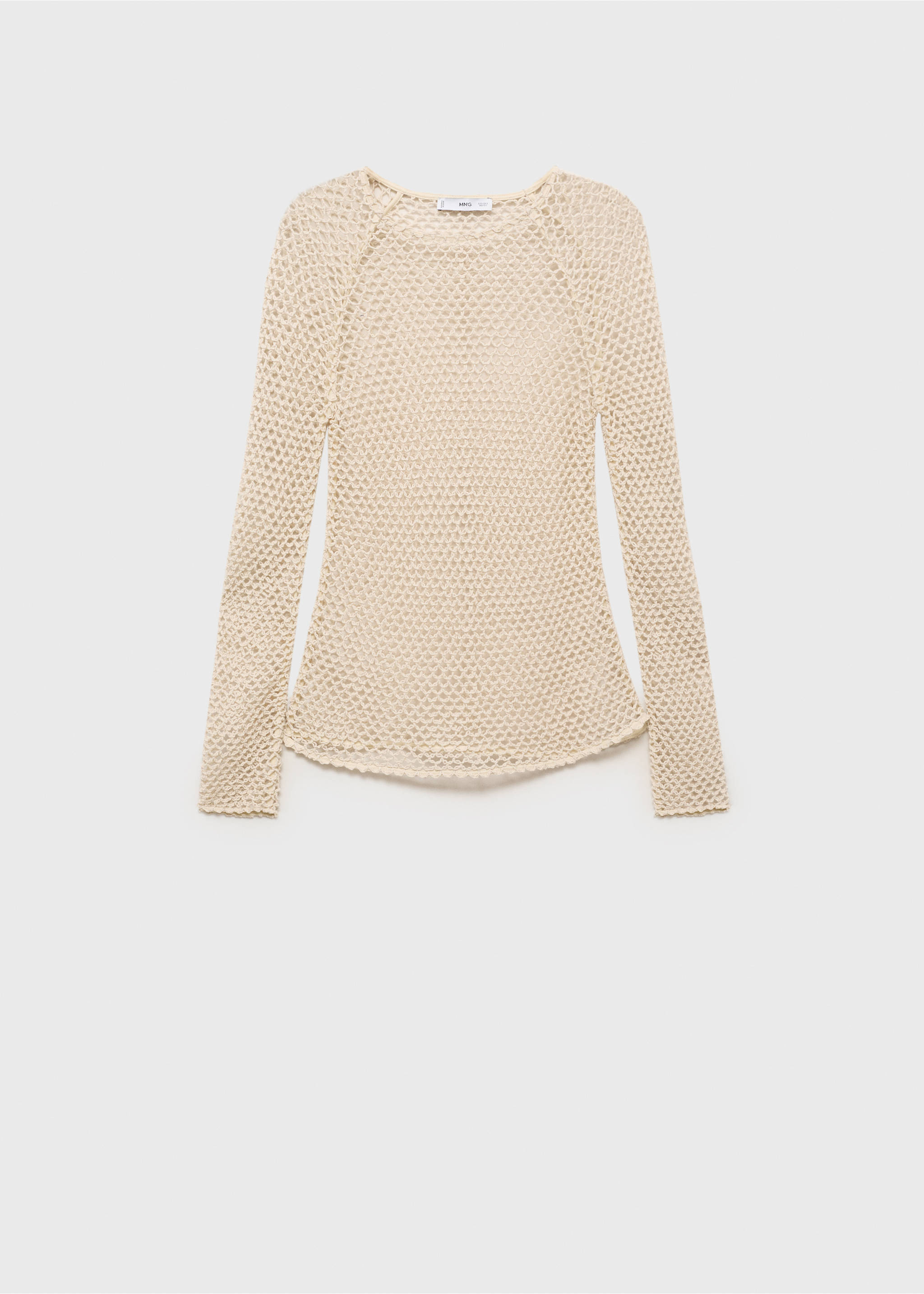 Long-sleeved crochet sweater - Article without model, Ecru. Ref: 17041220-00.
