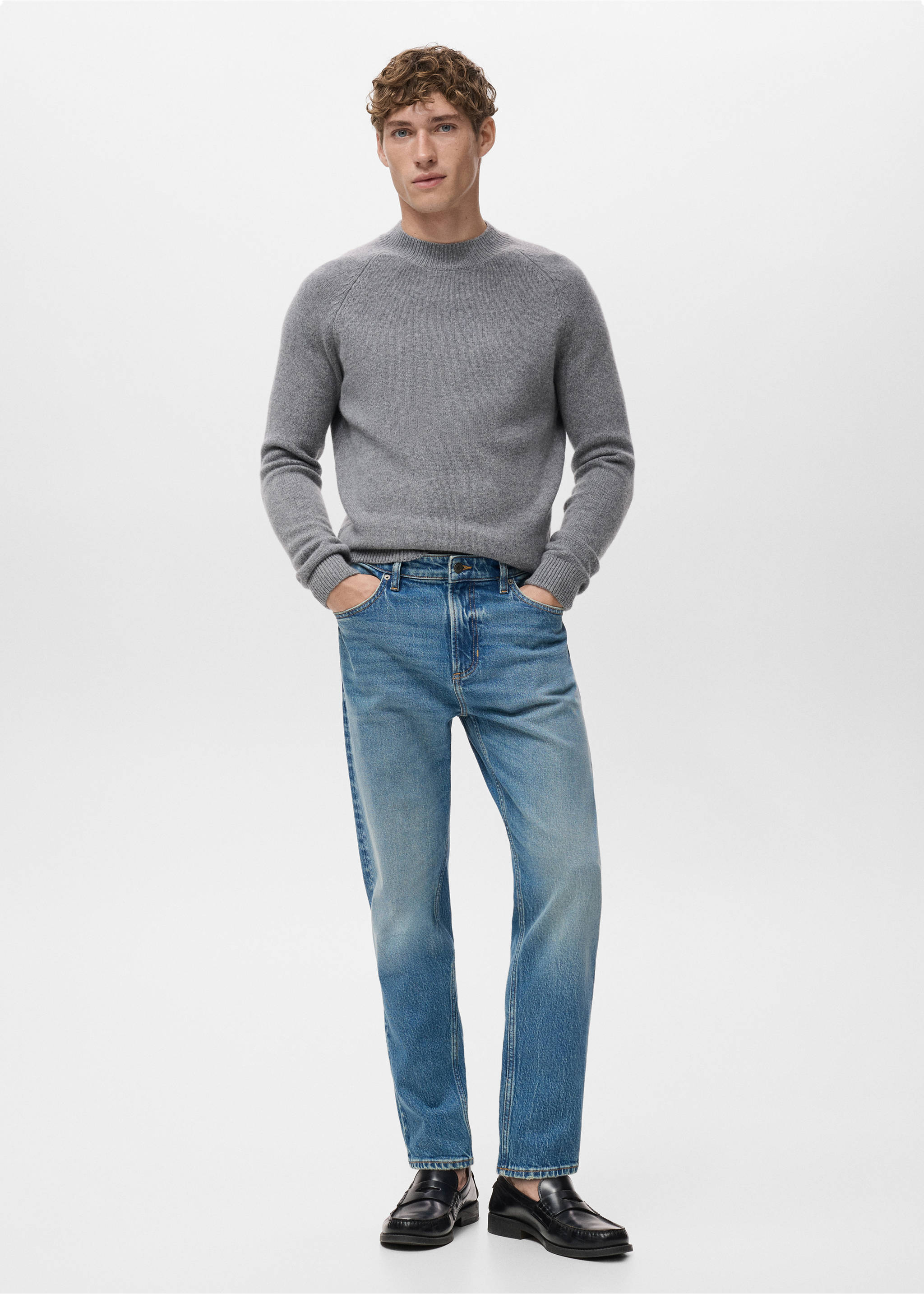 Jeans Ben cropped tapered fit - Plano general, Azul medio. Ref: 17041221-00.