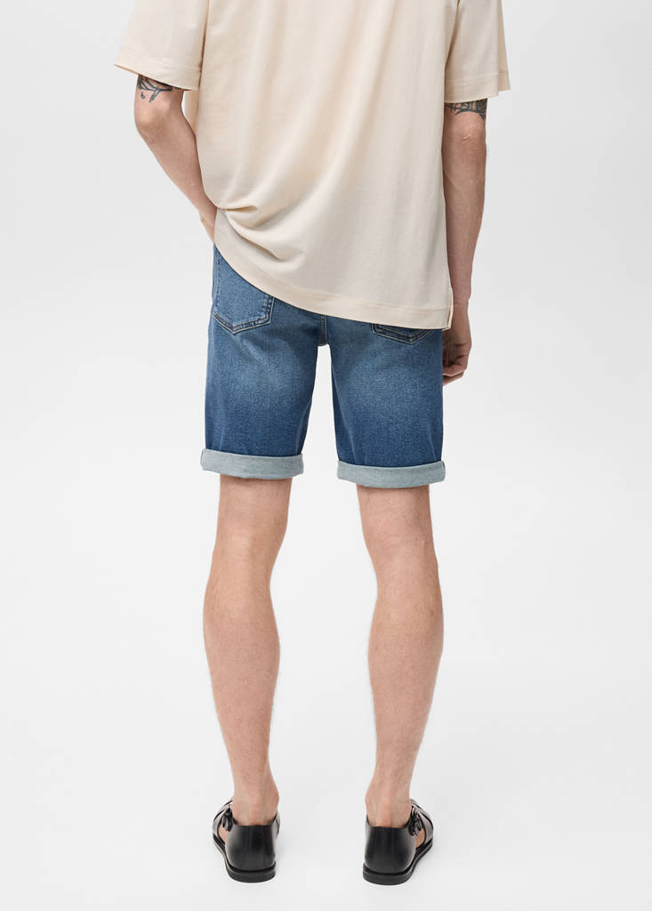 Slim-fit denim bermuda shorts — Dark Blue