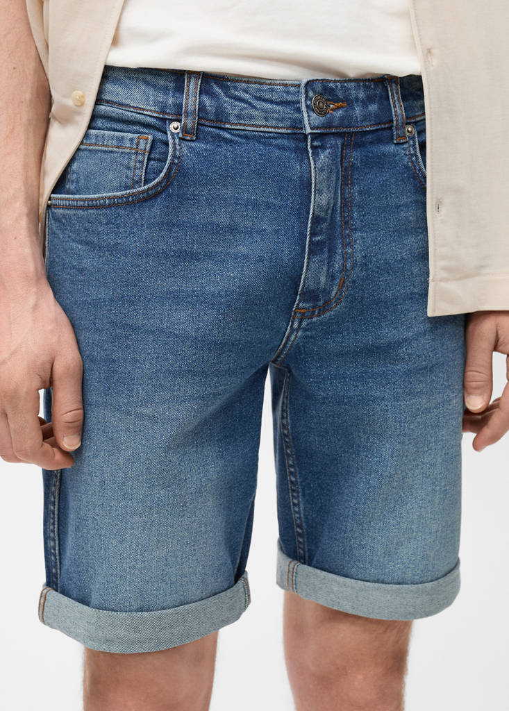 Slim-fit denim bermuda shorts — Dark Blue