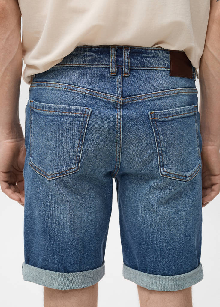 Slim-fit denim bermuda shorts — Dark Blue