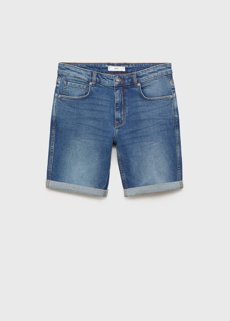 Slim-fit denim bermuda shorts — Dark Blue