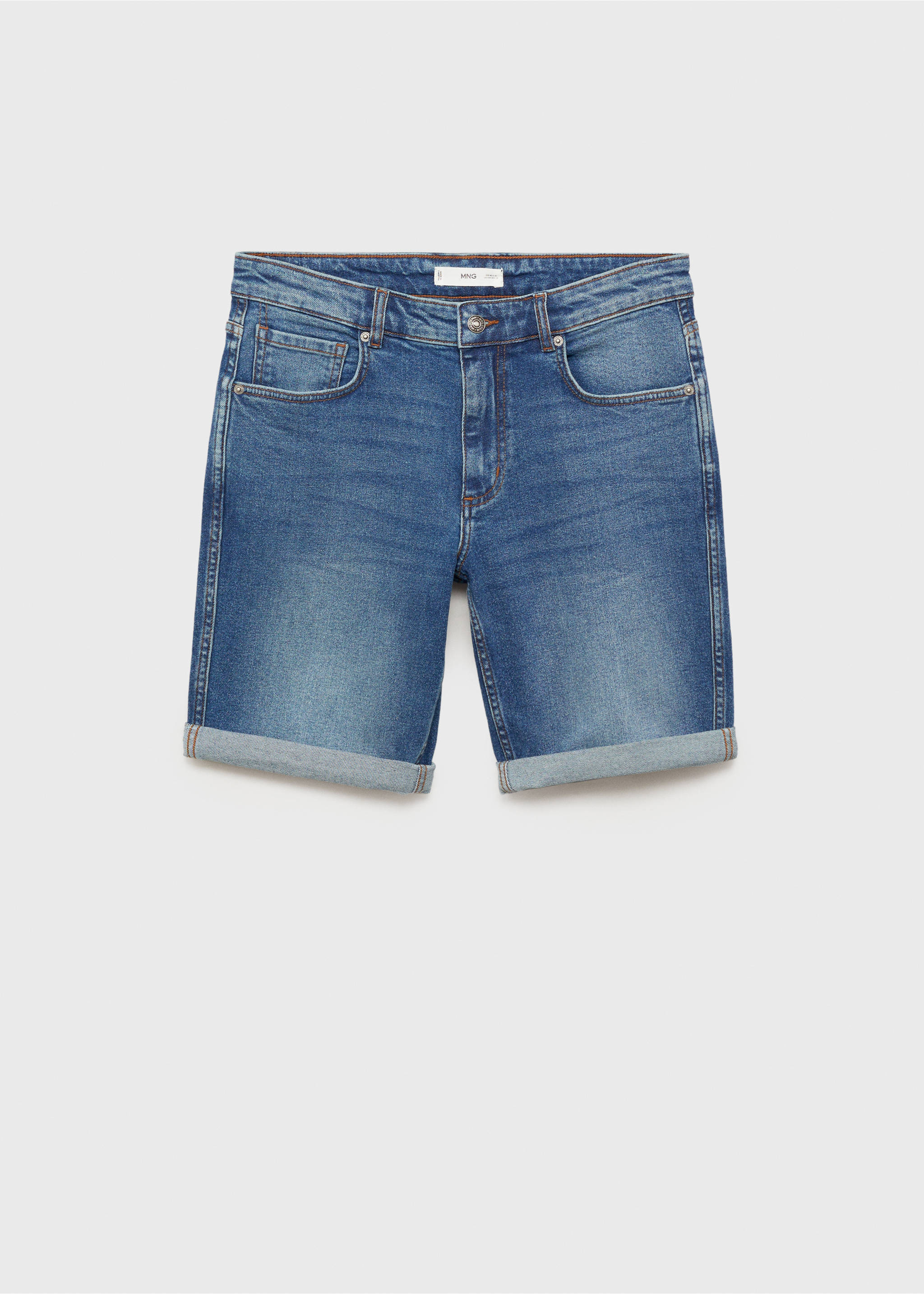 Slim-fit denim bermuda shorts - Article without model, Dark Blue. Ref: 17041222-00.