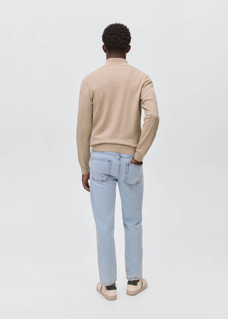 Knitted sweater with perkins neck — Sand