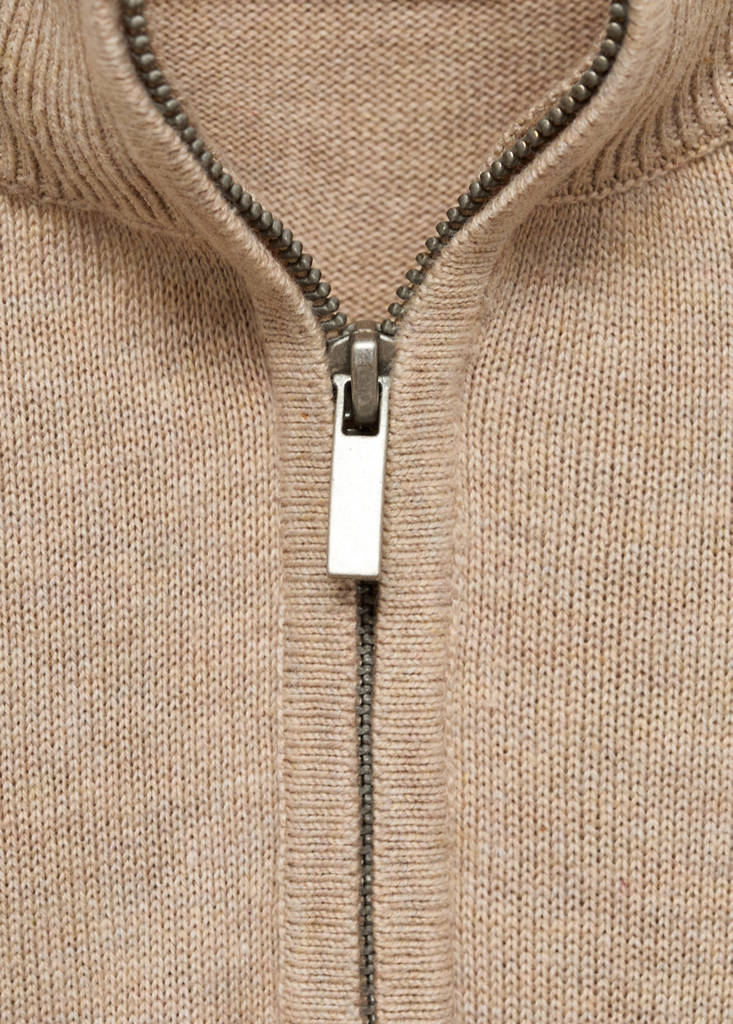 Knitted sweater with perkins neck — Sand