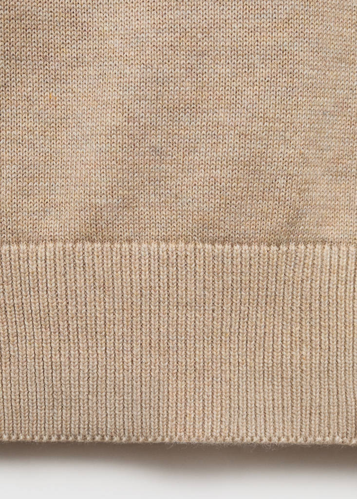 Knitted sweater with perkins neck — Sand
