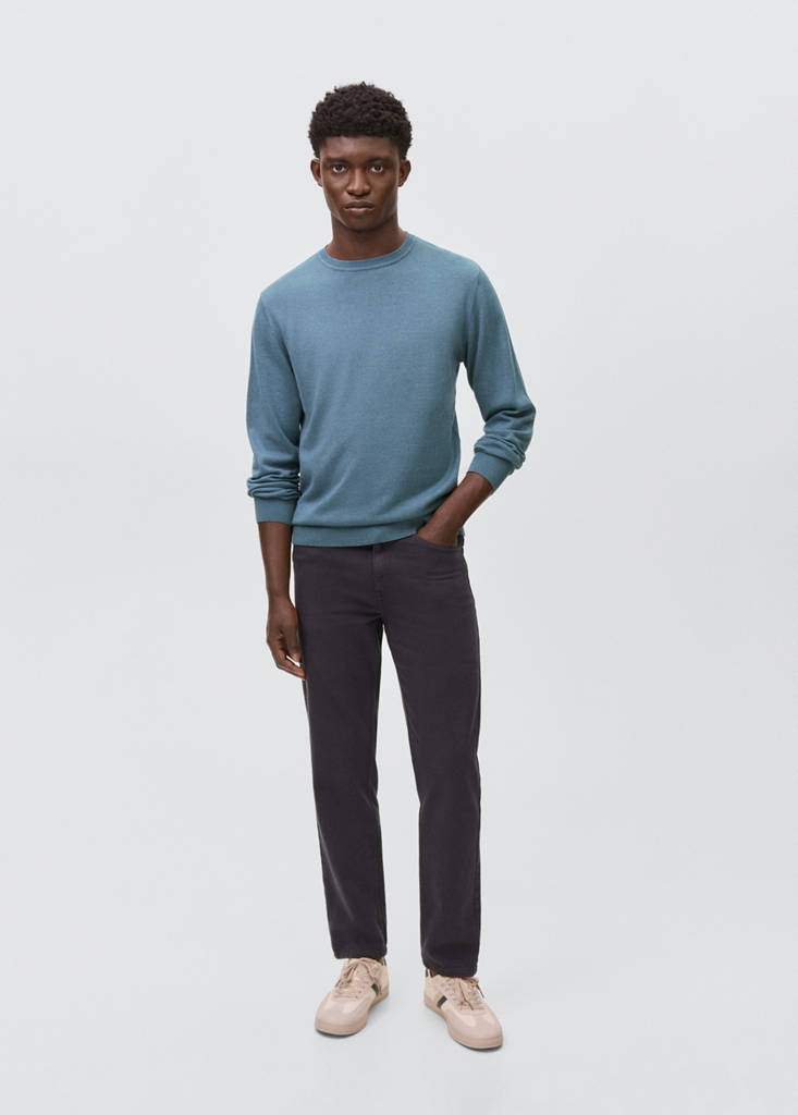 Knitted cotton sweater — Blue