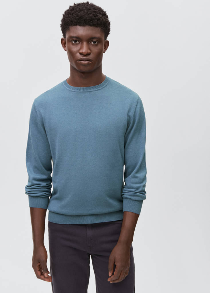 Knitted cotton sweater — Blue