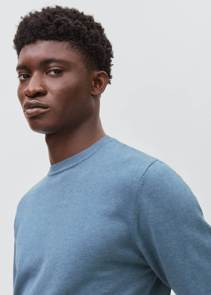 Knitted cotton sweater — Blue