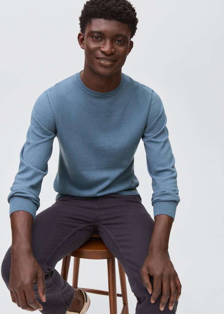 Knitted cotton sweater — Blue