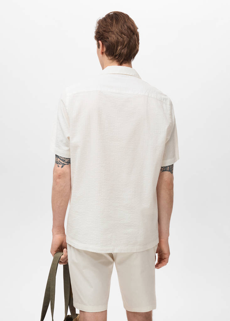 Regular fit seersucker shirt — Off White