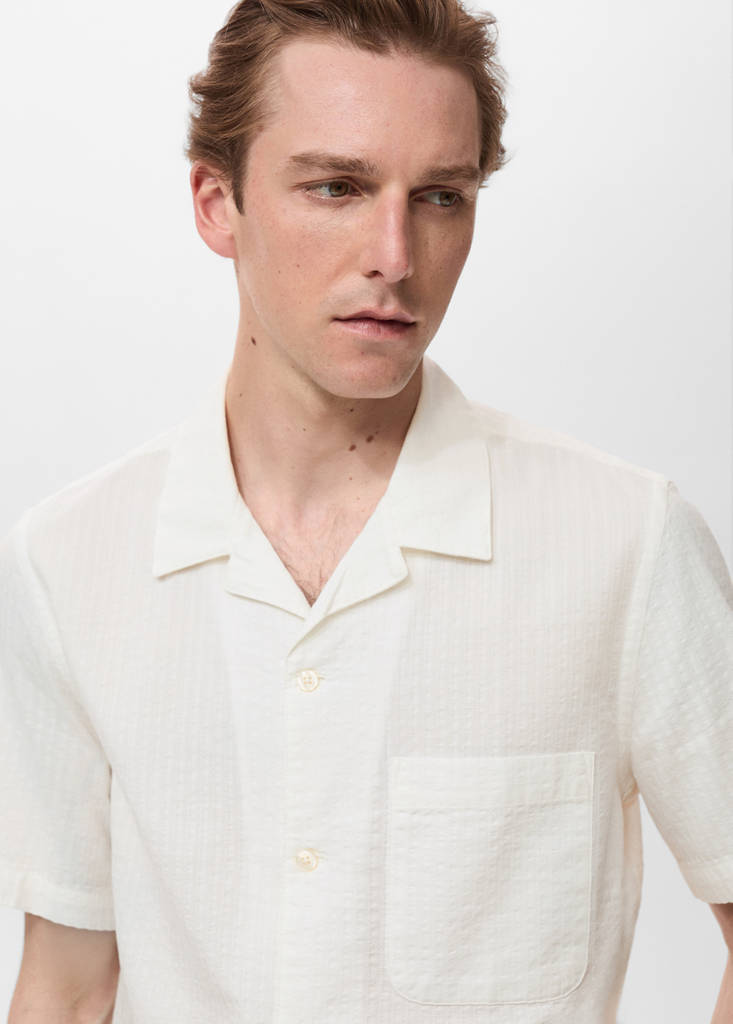 Regular fit seersucker shirt — Off White