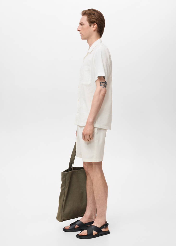 Regular fit seersucker shirt — Off White
