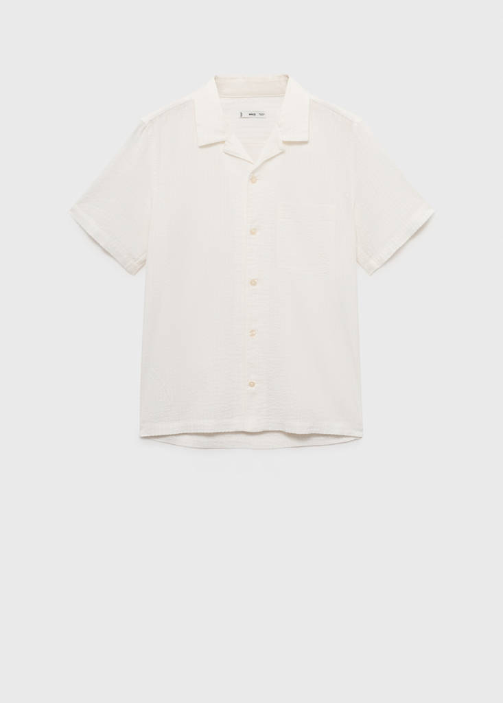 Regular fit seersucker shirt — Off White