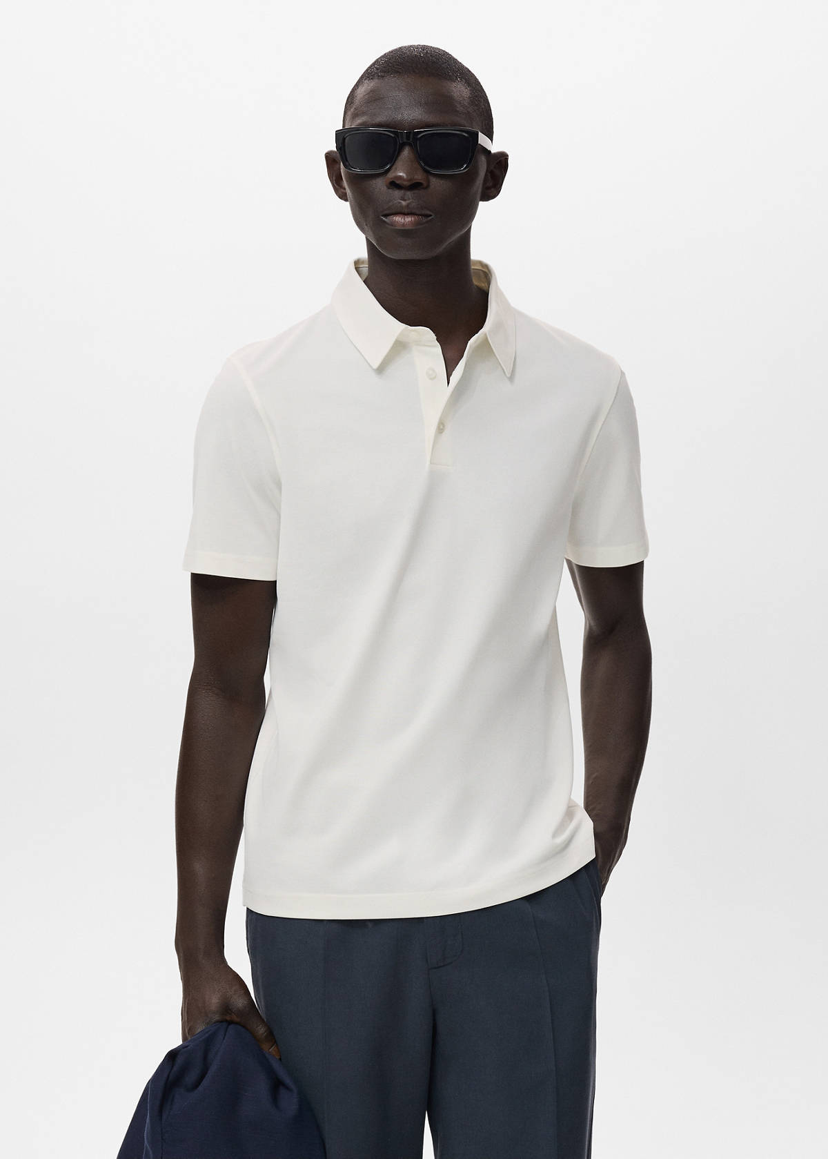 Cotton piqué polo shirt — Off White